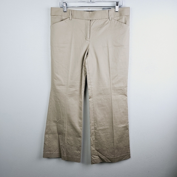 Express Editor Original Low-Rise Flare Tan Khaki Dress Pants NWT size 10 Short - Picture 1 of 8